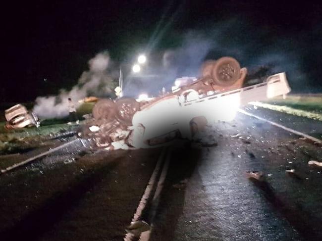 Images from the scene of a fatal car crash north of Babinda on Sunday night taken by the driver of a following car who was one of the first at the scene. Picture: ROY BODY
