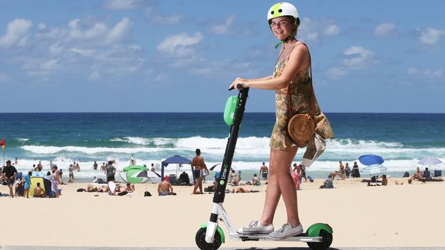 Lime scooters were only on the Gold Coast for mere hours before the company was told to clear out. Picture Glenn Hampson