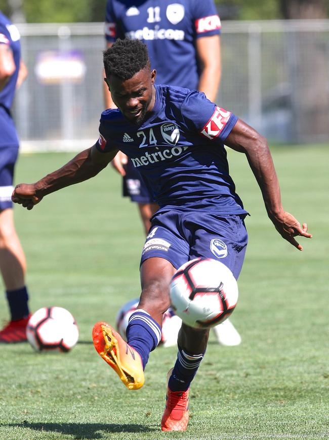 SA-raised, African-born winger Elvis Kamsoba training with Melbourne Victory. Picture: Supplied 