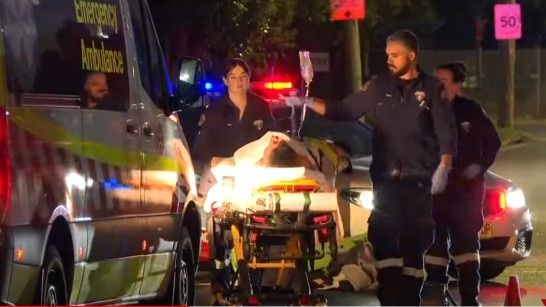 Paramedics treated the e-bike rider. Picture: 7News