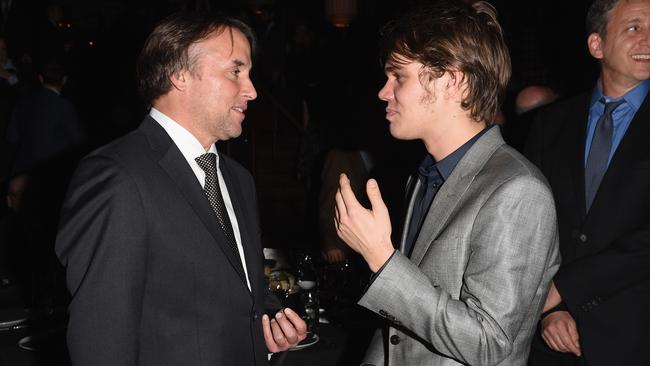 Winning combo ... Boyhood Richard Linklater and star Ellar Coltrane toast their success.