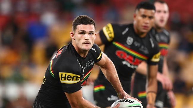 Nathan Cleary has shown no signs of carrying a shoulder injury, with another masterclass performance. Picture: Getty Images.