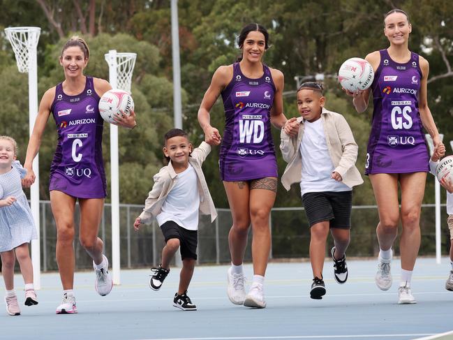 Hulita Veve along with teammates, Kim Ravaillion and Alison Miller juggle motherhood with their club commitments. Picture: Liam Kidston