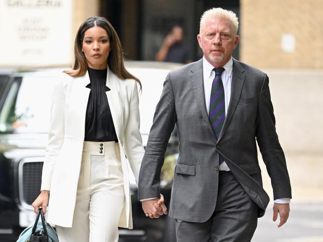 Boris Becker and his girlfriend arrived at court in London on Friday for his sentencing. Picture: Karwai Tang/WireImage