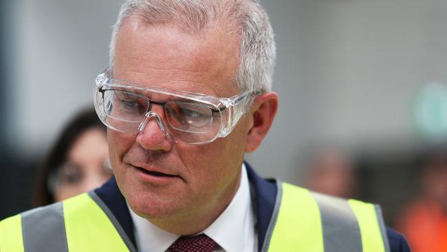 Scott Morrison tours hydrogen business Star Scientific Limited at Berkeley Vale on the Central Coast. Picture: NCA NewsWire / Peter Lorimer.