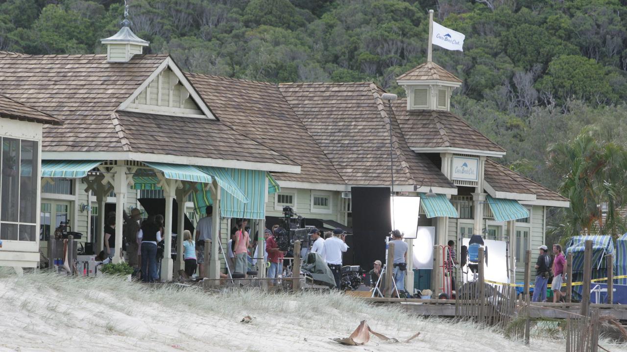 Aquamarine movie set at Tallebudgera Beach in March, 2005. Picture: Glenn Hampson