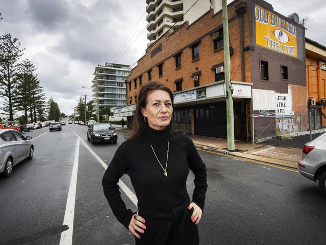 Burleigh local Nikki Archer outside the historic Old Burleigh Theatre Arcade. Picture: Nigel Hallett