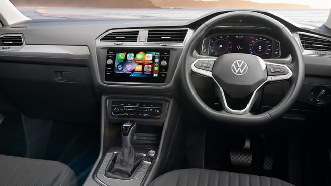 Standard equipment in the Volkswagen Tiguan Allspace includes a touchscreen, digital driver instruments, wireless phone charging and smartphone mirroring.