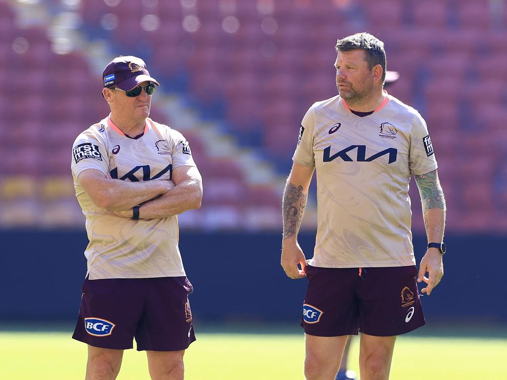 Kevin Walters (L) and assistant Lee Briers (R) who will join Wayne Bennett at the Rabbitohs in 2025. Picture: Adam Head