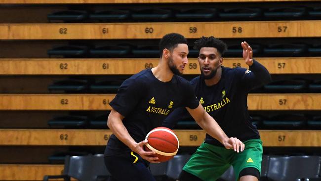 Ben Simmons in action during a Boomers training camp in Melbourne prior to the 2019 World Cup in China. Picture: AAP Image/James Ross.