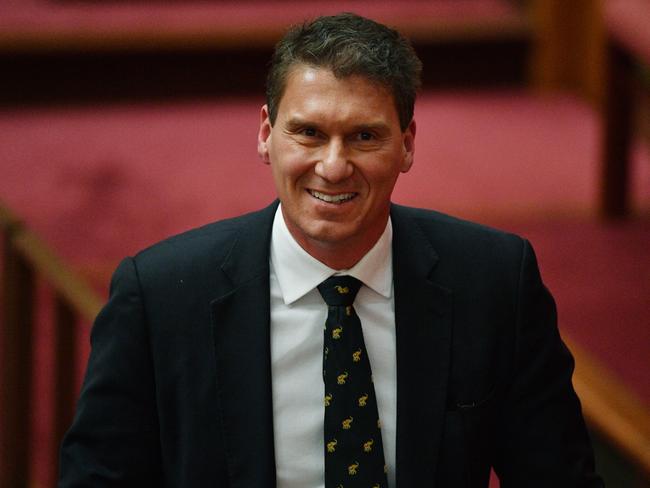 Australian Conservatives Senator Cory Bernardi during a censure motion brought by Australian Greens leader Senator Richard Di Natale against Liberal Democratic Party Senator David Leyonhjelm in the Senate chamber at Parliament House in Canberra, Tuesday, August 14, 2018. (AAP Image/Mick Tsikas) NO ARCHIVING