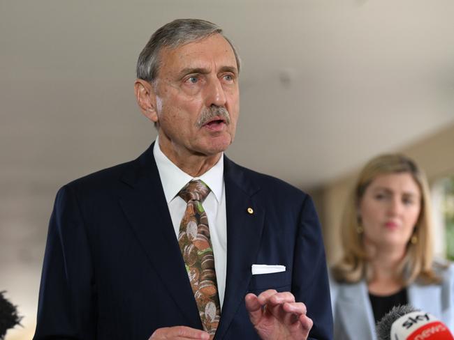 Robert Gotterson KC speaks during a press conference at Parliament House to release the findings from his review into the Queensland operations of The Star Entertainment Group. Picture: Dan Peled