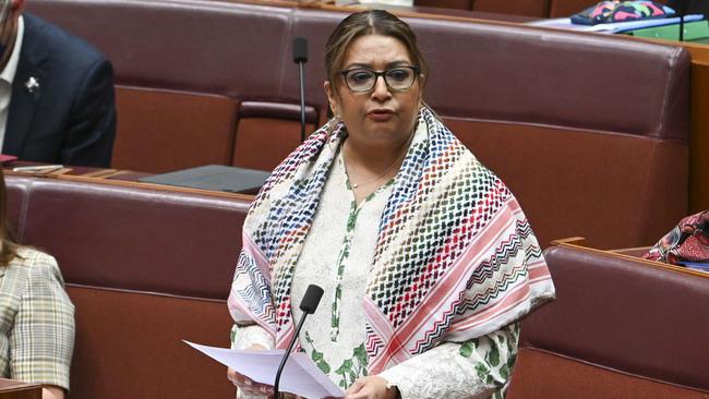 Greens Senator Mehreen Faruqi dismissed an offer to hear more about Australian efforts to support aid workers in war torn Gaza. Picture: NewsWire / Martin Ollman