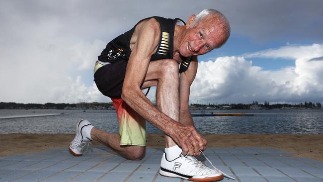 Robert Kendall , 81 is preparing for the  half marathon at Broadwater Parklands.Photograph : Jason O'Brien