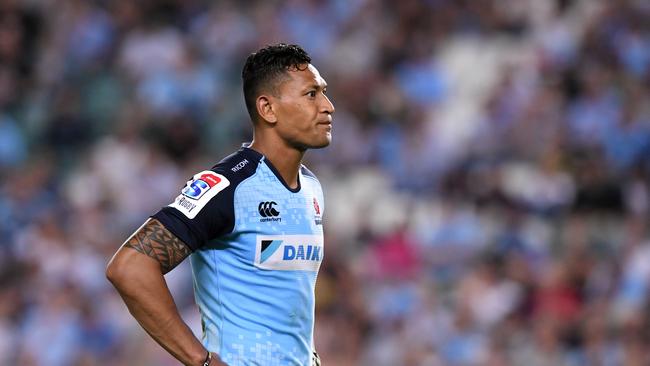 Israel Folau of the Waratahs looks on at Allianz Stadium in Sydney.