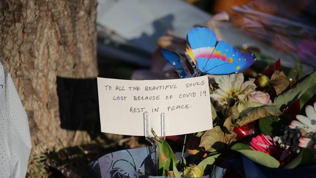 Flowers outside the Anglicare Newmarch House in Kingswood. Picture: Christian Gilles