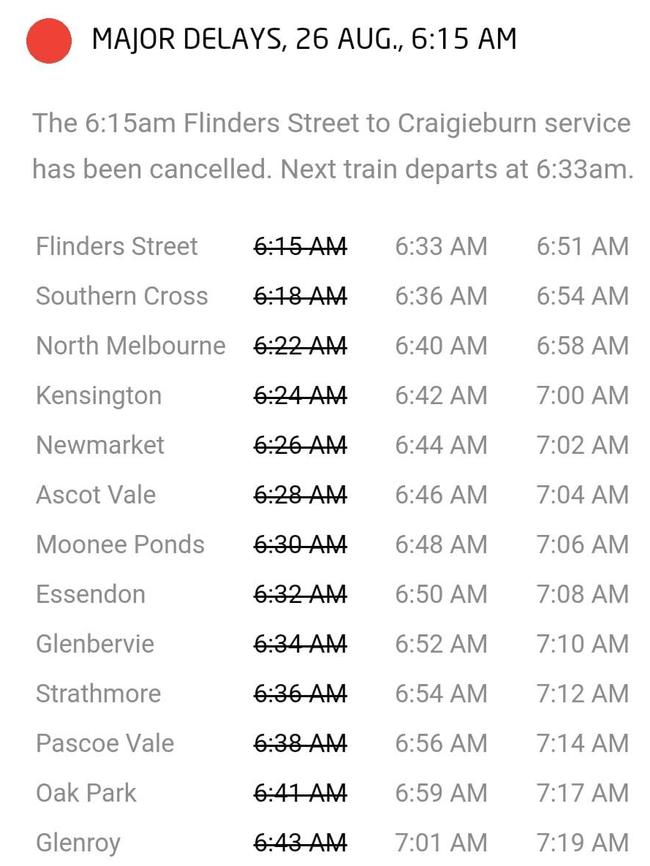 Craigieburn line delays this month.