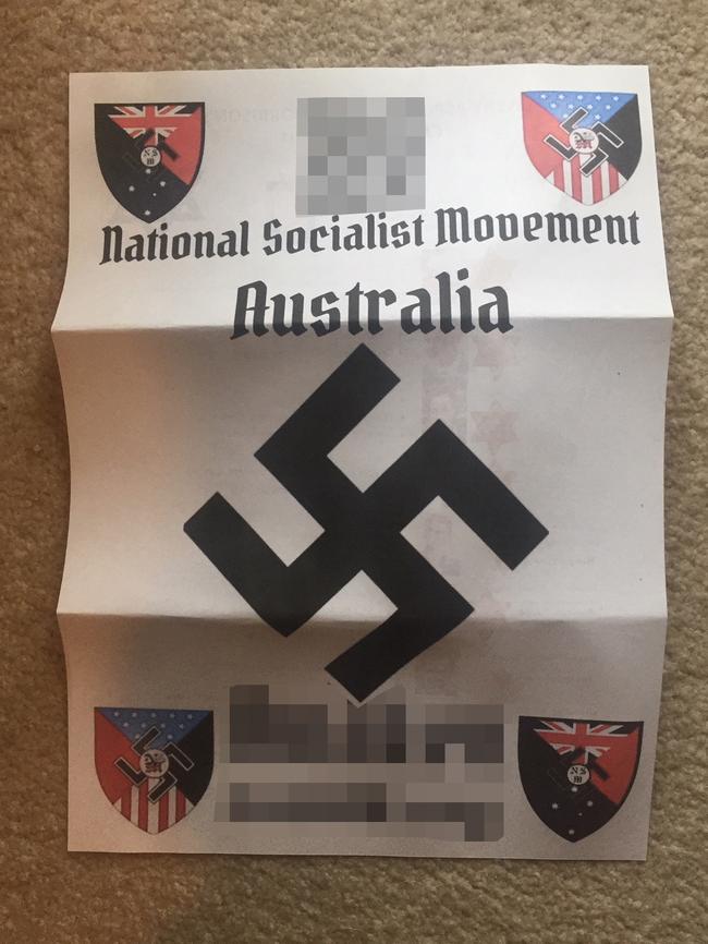 Anti-Semitic flyers distributed by a Nazi group at Isle of Capri on the Gold Coast. Picture: Supplied