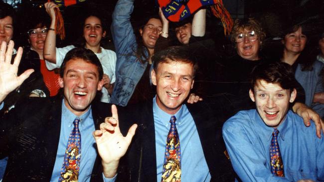 Fitzroy star Bernie Quinlan (centre) went on to coach the club but lacked the personnel for his side to be a force.