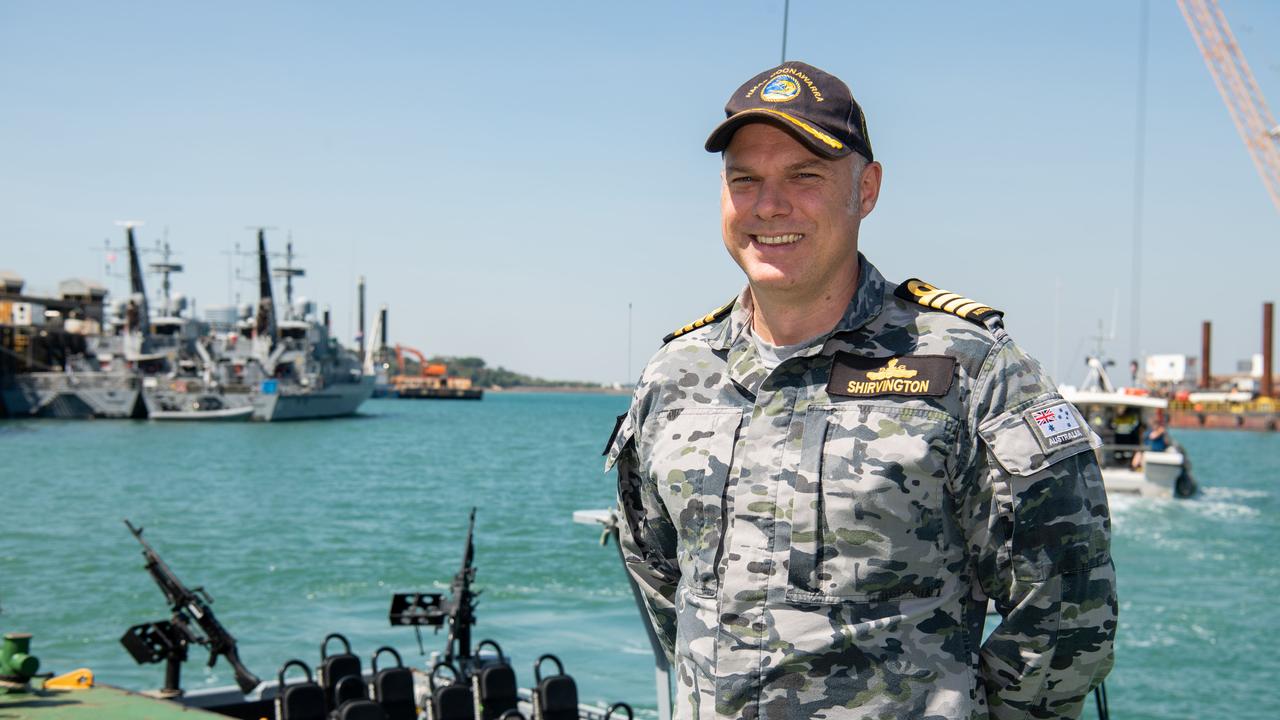 Commanding Officer Captain David Shirvington at the first HMAS Coonawarra open day in seven years. Picture: Pema Tamang Pakhrin