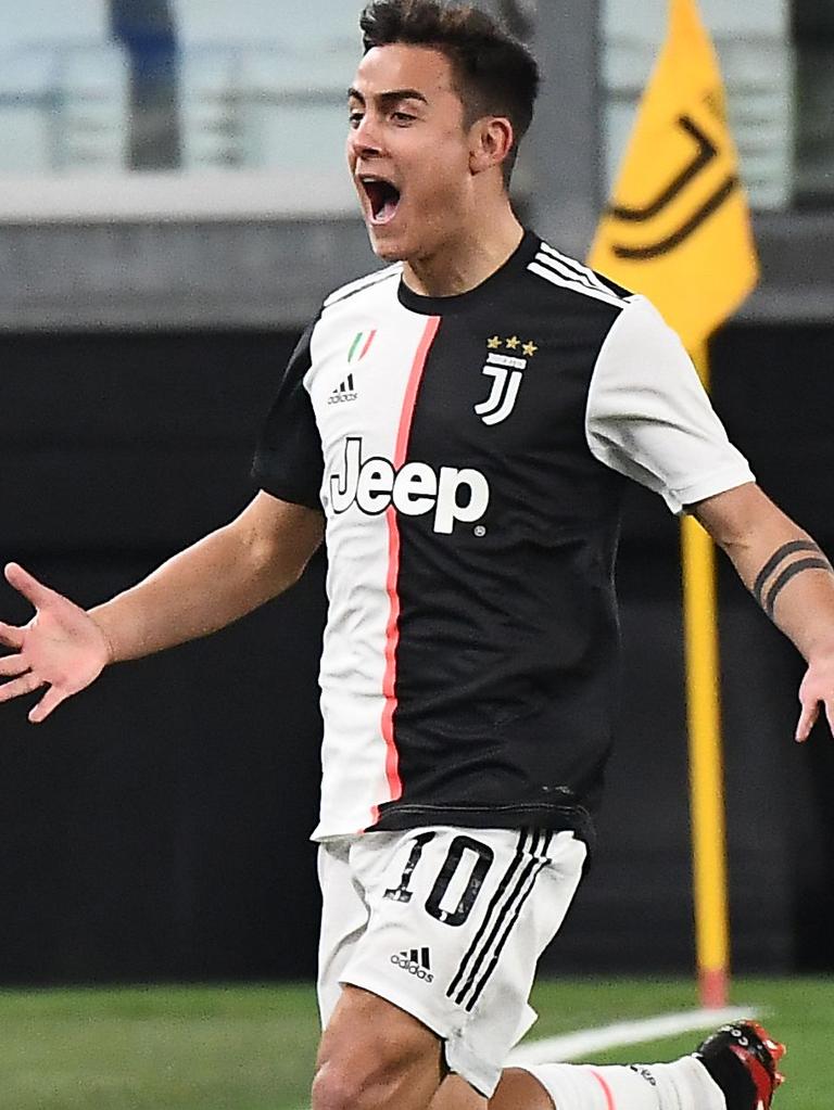 Juventus' Argentine forward Paulo Dybala celebrates after scoring. Photo: AFP