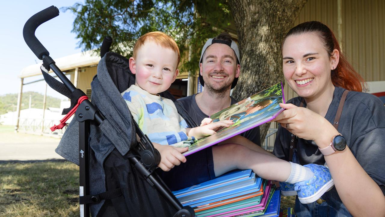 Matt Barnes and Hayley Knight with son Calvin at the 2025 The Chronicle Lifeline Bookfest at Toowoomba Showgrounds, Saturday, March 1, 2025. Picture: Kevin Farmer