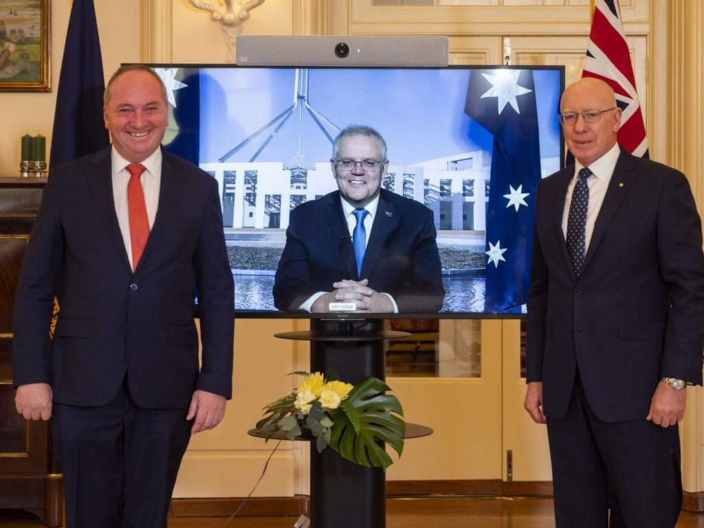 Scott Morrison has avoided major damage in the latest Newspoll, despite a tumultuous week which saw Barnaby Joyce return as his deputy. Picture: Martin Ollman / NCA NewsWire