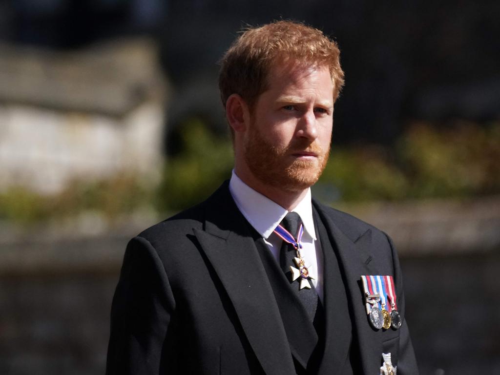 Prince Harry pictured during the ceremonial procession ahead of the funeral. Picture: Victoria Jones / POOL / AFP