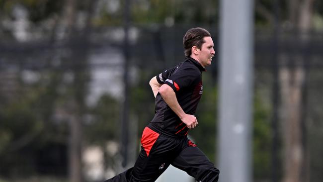 EssendonÃs Nicholas McGuane during the Victorian Premier Cricket Northcote v Essendon cricket match at Bill Lawry Oval. in Northcote, Saturday, Oct. 7, 2023. Picture: Andy Brownbill