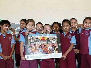 Students from Warwick Central State School wearing traditional Aboriginal face paint for NAIDOC Week. . Picture: Erin Smith