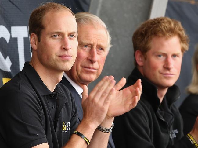 William, Charles and Harry at the 2014 Invictus Games. Picture: Chris Jackson/Getty Images