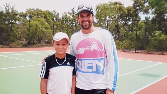 A very young Barty with Pat Rafter.