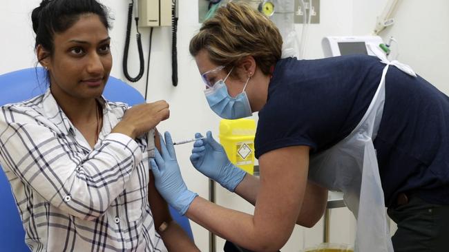 Britain's Oxford University vaccine injected into a volunteer. Picture: University of Oxford via AP