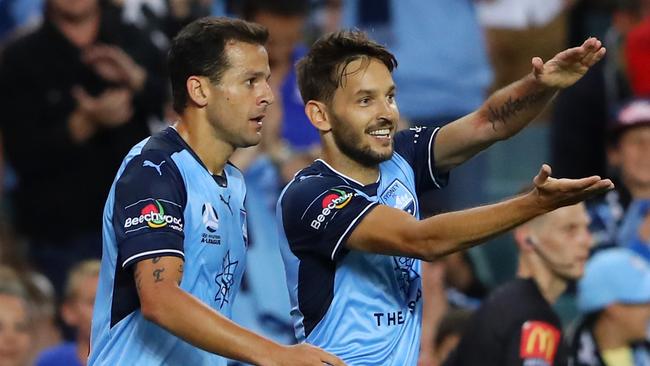 Milos Ninkovic of Sydney FC celebrates. (Photo by Cameron Spencer/Getty Images)