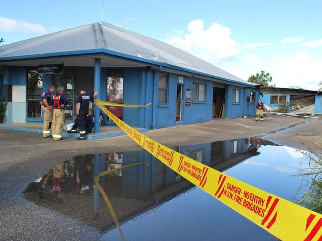 WEEKEND TELEGRAPHS SPECIAL. MUST TALK WITH PIC ED JEFF DARMANIN BEFORE PUBLISHING.., Aftermath of fire at the factory unit rented by the Nomads in Brigantine Street Byron Bay Photo Christian Morrow / Byron Shire News