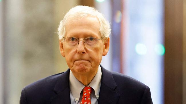 Mitch McConnell arrives at the US Capitol Building on Tuesday. Picture: Getty Images