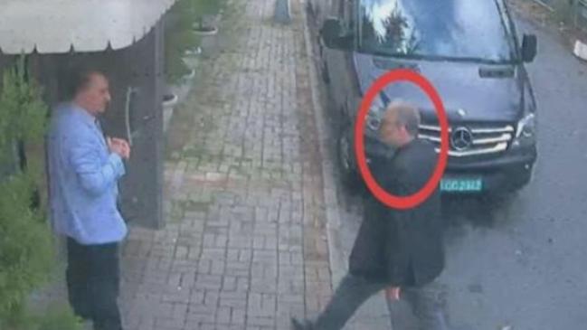 Jamal Khashoggi was last seen alive walking into the Saudi consulate in Istanbul. Picture; CCTV via AP.