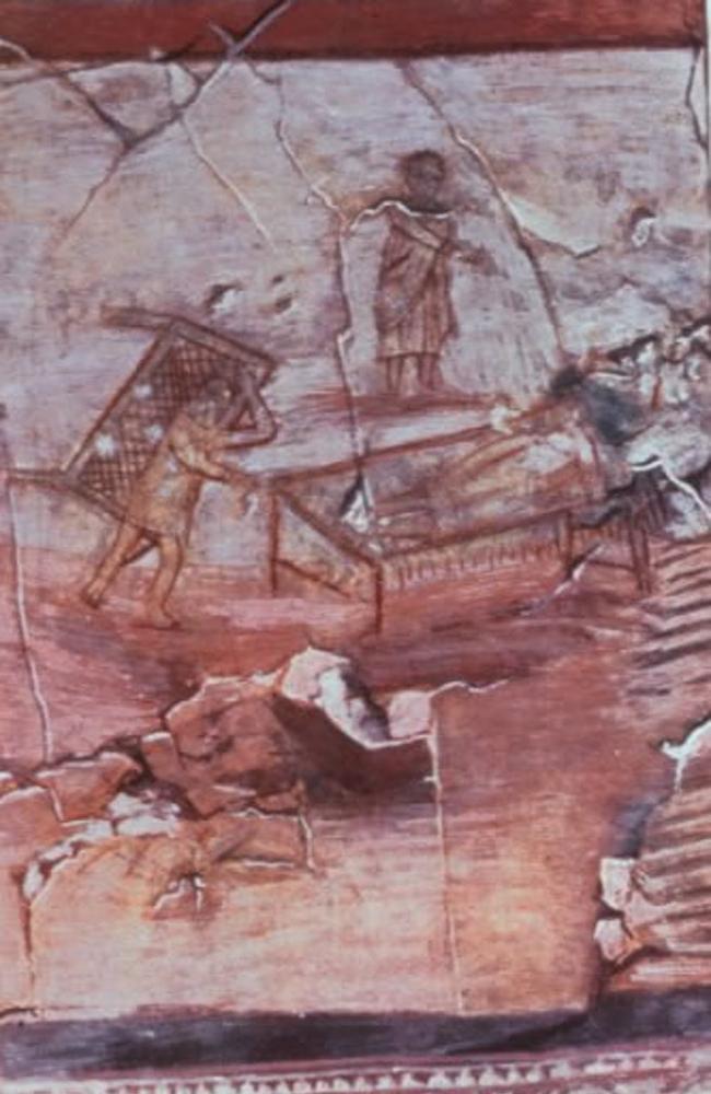 A painting showing Christ healing the paralytic, found in the Church at Dura Europos and dating from about 235AD. 