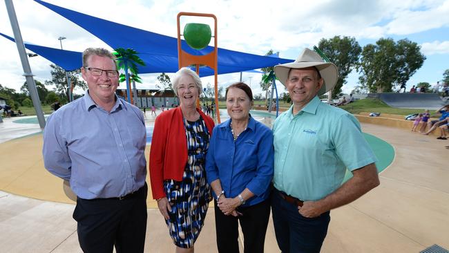 L-R Barry O'Rourke, Margaret Strelow, Ellen Smith and Tony Williams at the official opening of he Cedric Archer water park in Gracemere. File photo from 2017.