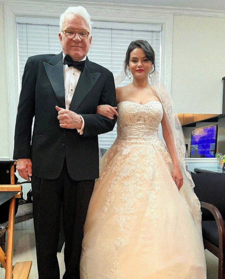 Selena Gomez and ‘father of the bride’ Steve Martin who stars with her in Only Murders In The Building. Picture: Instagram