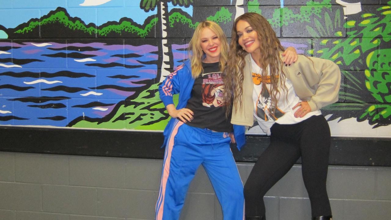 Ora with Kylie Minogue on tour together in the US. Picture: Supplied.