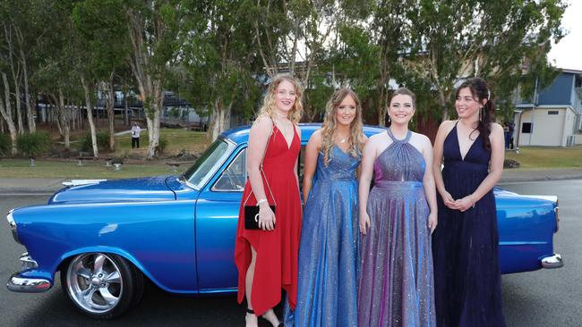 Pacific Pines High formal, at the school. Kiani Cullum, Jessica Verrall, Jessica Pye & Sophie Shadbolt Picture Glenn Hampson