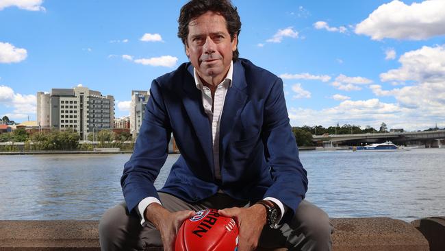 AFL CEO Gillon McLachlan on the banks of the Brisbane River. Picture: Michael Klein