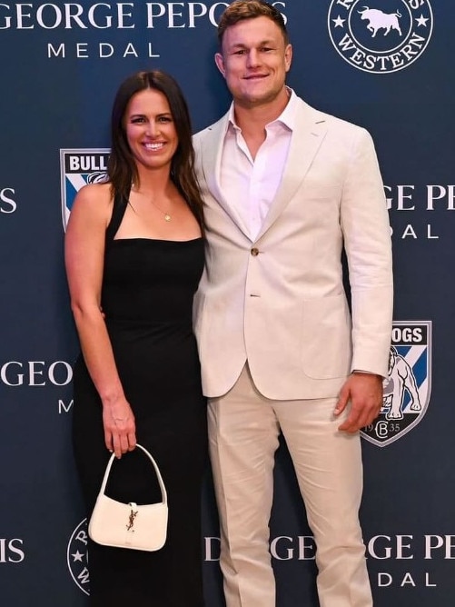 Mason and Knight at the Bulldogs' end of season awards. Photo: Instagram.