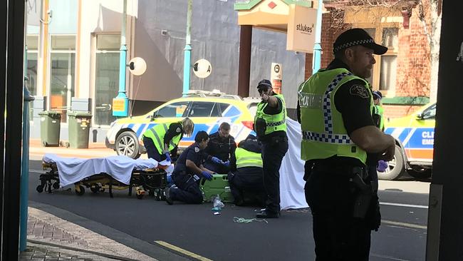 The scene of a pedestrian crash in Burnie