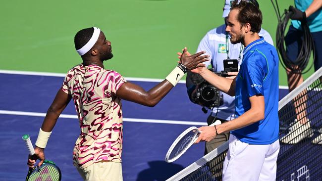 Daniil Medvedev beat up and coming American star Frances Tiafoe. (Photo by Frederic J. BROWN / AFP)