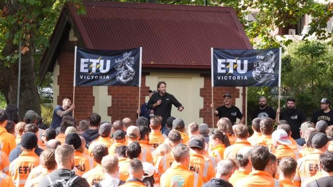 ETU state secretary Troy Grant led 800 sparkies, who walked off the Metro Tunnel project over duck hunting restrictions. Picture: Facebook