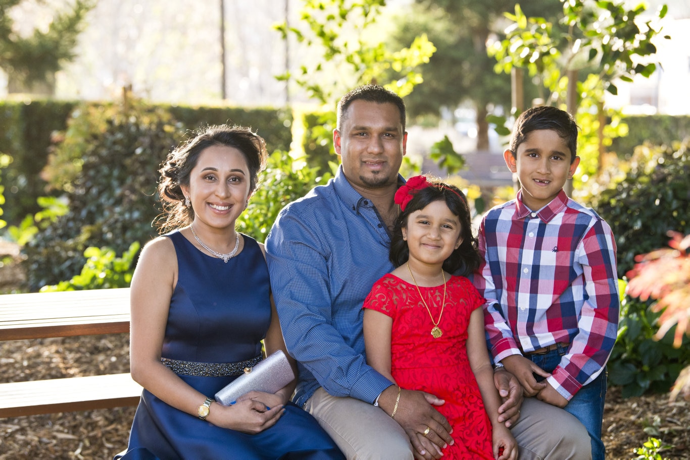 Citizens' representative Deemani Jayamanna, with husband Shan Wanasinghe and their son Hiresh Wanasinghe and daughter Senaya Wanasinghe before the Toowoomba Regional Council Australian Citizenship Ceremony at The Annex, Friday, October 18, 2019. Picture: Kevin Farmer