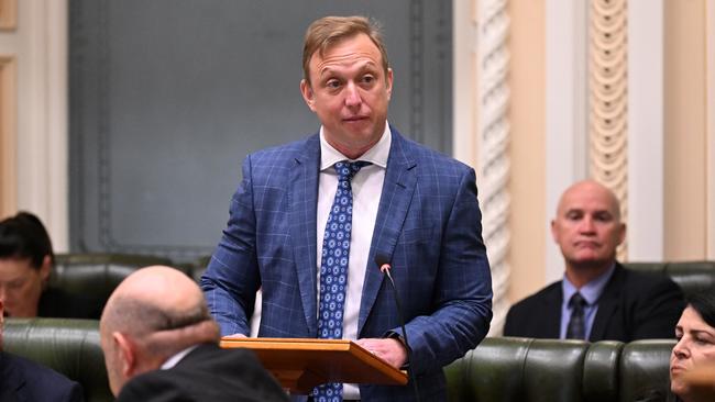 Queensland Premier Steven Miles addresses Parliament before question time at Parliament in Brisbane. Picture: Dan Peled / NCA NewsWire