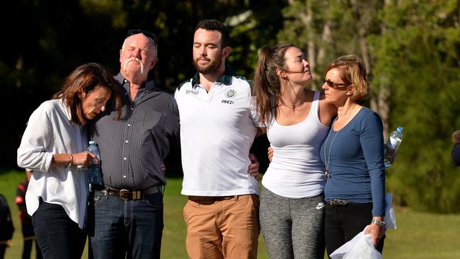 The Ward family at the tribute to Lachlan yesterday at Rat Park. Picture: Troy Snook